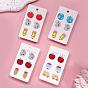3 Pairs Acrylic Stud Earrings, Mixed Shapes, with Glitter Powder