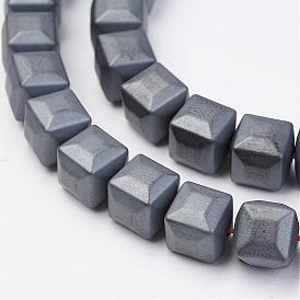 Non-magnetic Synthetic Hematite Beads Strands, Frosted, Cube