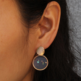European and American Fashion Simple Round Earrings - Shell Geometric Ear Jewelry for Women.