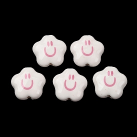 Фарфоровые бусины ручной работы, узор из облаков и улыбающегося лица, яркие глазированный фарфор