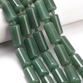 Естественный зеленый авантюрин бисер нитей, цилиндрические бусины, колонка, с бисером