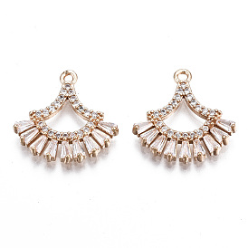 Латунные микропаве прозрачные подвески с фианитом, долговечный, без кадмия и без свинца, вентилятор