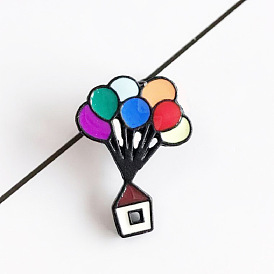 Colorful Cartoon Balloon House Basket Brooch Pin Badge Jewelry