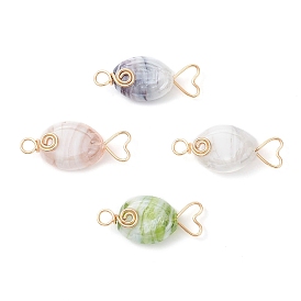 Подвески лэмпворк ручной работы, с медной проволокой, рыба