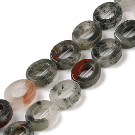 Natural African Bloodstone Beads Strands, Hollow Flat Oval, Number Zero Beads