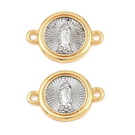 Charmes de connecteur en laiton, rond plat avec des maillons de la Vierge Marie, plaqué longue durée, sans plomb et sans cadmium, crémaillère plaquage
