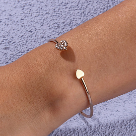 European and American Fashion Simple Heart-shaped Bracelet with Geometric Inlaid Diamond Hand Jewelry