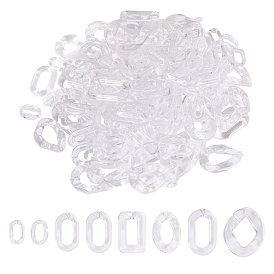 170Pcs 8 Styles Transparent Acrylic Linking Rings, Quick Link Connectors, For Jewelry Chain Making, Clear