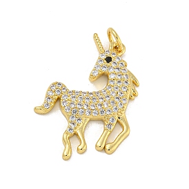 Brass Micro Pave Cubic Zirconia Pendants, Unicorn