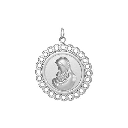 Религия 304 подвески из нержавеющей стали, плоские круглые с Девой Марией