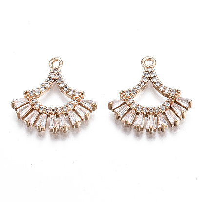 Латунные микропаве прозрачные подвески с фианитом, долговечный, без кадмия и без свинца, вентилятор