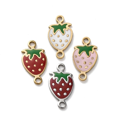 304 подвески-соединители в форме клубники из нержавеющей стали с эмалированным покрытием, золотые, ионное покрытие (ip)