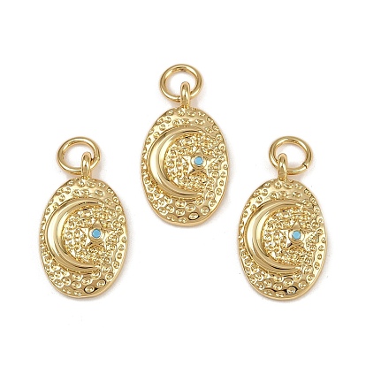 Латунные микро проложить кубического циркония подвески, овальный с луной, с целью перехода в кольце, стойки покрытие, долговечный, без кадмия и без свинца