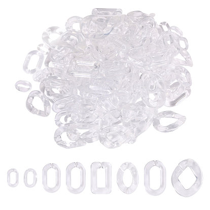 170Pcs 8 Styles Transparent Acrylic Linking Rings, Quick Link Connectors, For Jewelry Chain Making, Clear