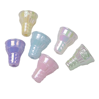 UV Plating Acrylic Beads, Ice Cream Cone