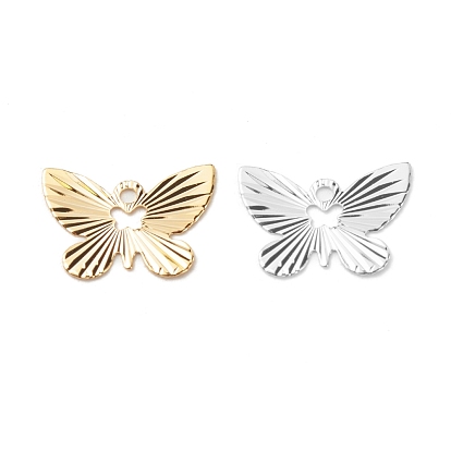 Brass Charms, Long-Lasting Plated, Cadmium Free & Lead Free, Hollow, Butterfly
