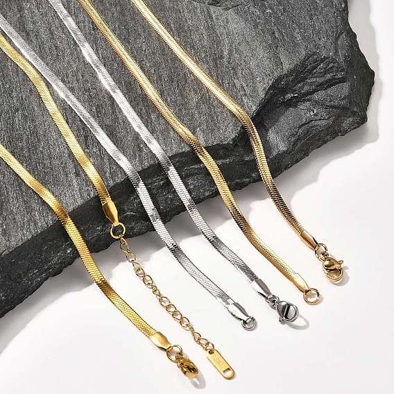 3мм плоские ожерелья-змейки из нержавеющей стали для мужчин и женщин, долговечный