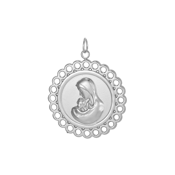 Религия 304 подвески из нержавеющей стали, плоские круглые с Девой Марией