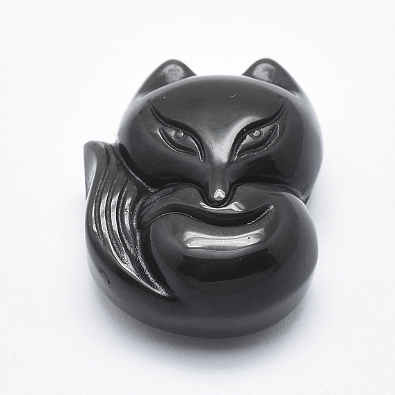 Природные подвески обсидиана, лиса