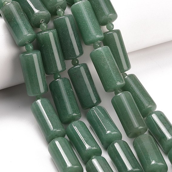 Естественный зеленый авантюрин бисер нитей, цилиндрические бусины, колонка, с бисером