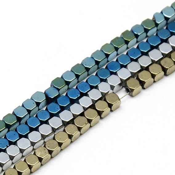 Electroplate Non-magnetic Synthetic Hematite Beads Strands, Faceted, Cube