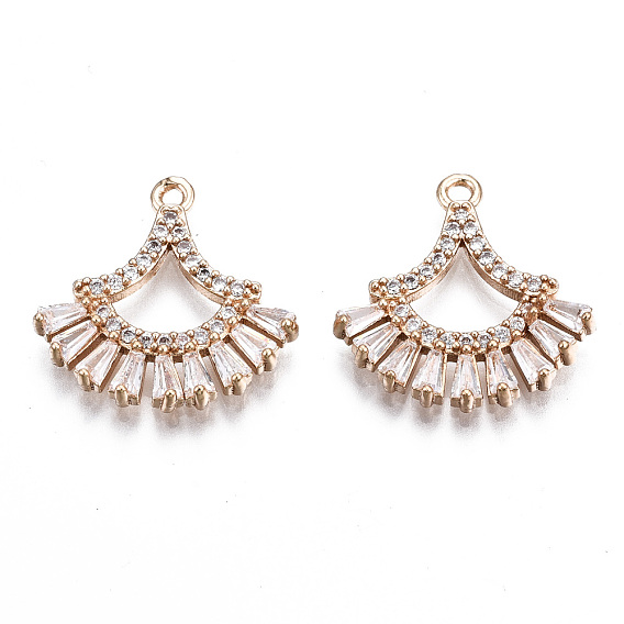 Латунные микропаве прозрачные подвески с фианитом, долговечный, без кадмия и без свинца, вентилятор