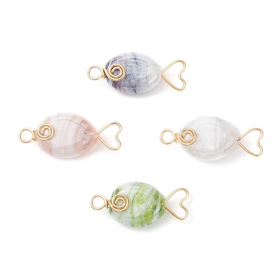 Подвески лэмпворк ручной работы, с медной проволокой, рыба