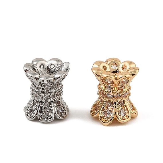 Латунные микро проложить кубического циркония бусы, цветок