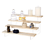4 Layers Clear Acrylic with Wooden Tiered Bracelet Organizer Display Stands for Bangles, Cosmetic, Glasses