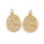 Brass Micro Pave Cubic Zirconia Pendants, with Jump Ring, Polygon with Moon Charm