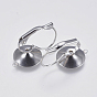 304 Stainless Steel Leverback Earring Settings, with Loop, Flat Round