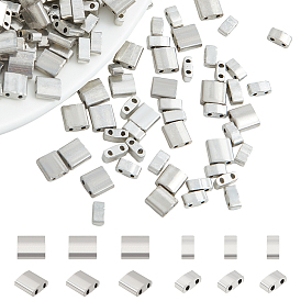 226шт 2 размер непрозрачные цвета стеклянные бусины, 2-луночное, прямоугольные