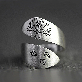 Латунное открытое кольцо-манжета «Древо жизни»