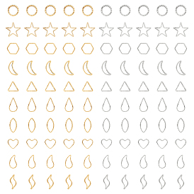 100 шт 20 стиль сердце звезда треугольник латунные соединительные кольца, долговечный, без кадмия и без свинца, разнообразные