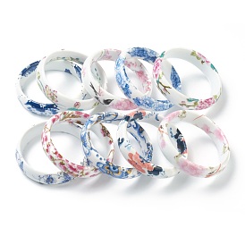 Fashion Women's Printed Porcelain Bangles, Flower Pattern
