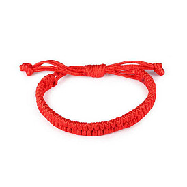 Pulseras trenzadas con cordón encerado ajustable, pulseras de hilo rojo