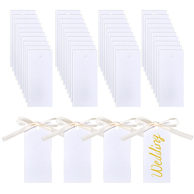 100 наборы пустых бумажных подарочных этикеток, с лентами, прямоугольные