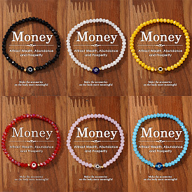 Браслеты из стеклянных и латунных бусин, украшения от сглаза для женщин, золотые