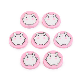 Handmade Polymer Clay Cabochons, Flat Round with Hamster