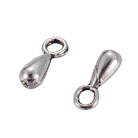 Tibetan Style Alloy Charms, Chain Extender Teardrop, Lead Free and Cadmium Free, Teardrop, 7mm long, 3mm wide, hole: 2.5mm