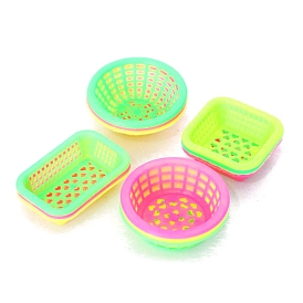 3Pcs Plastic Basket Miniature Ornaments, Micro Landscape Home Dollhouse Accessories, Pretending Prop Decorations