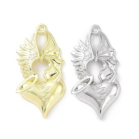 Rack Plating Alloy Enamel Pendants, Angel and Devil Wing with Heart Charms