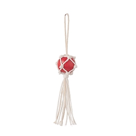 Natural Wood Bead Tassel Pendant Decoraiton, Cotton Thread Cords Hanging Ornament
