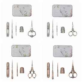 DIY Sewing Tool Kits, Including Sewing Thimbles, Scissors, Awl, Needle Threader, Needle Case