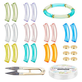 SUPERFINDINGS DIY Chunky Tube Beaded Stretch Bracelet Making Kits, Including Scissors, Acrylic Beads