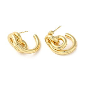 Brass Rings Dangle Stud Earrings, Long-Lasting Plated, Cadmium Free & Lead Free