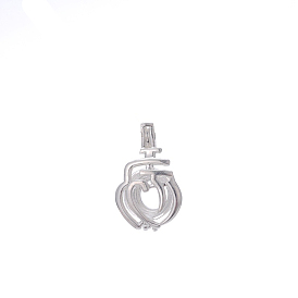 Hollow Brass Bead Cage Pendants, Heart Charms