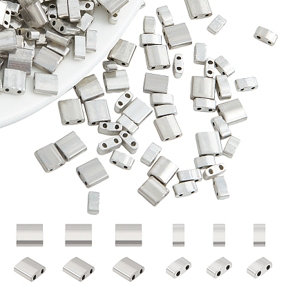 226шт 2 размер непрозрачные цвета стеклянные бусины, 2-луночное, прямоугольные