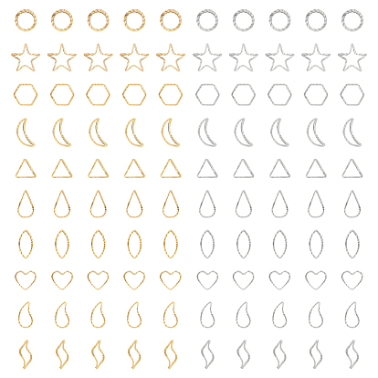100 шт 20 стиль сердце звезда треугольник латунные соединительные кольца, долговечный, без кадмия и без свинца, разнообразные