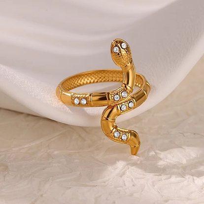 304 кольца манжеты из прозрачного кубического циркония из нержавеющей стали с микропаве, змея